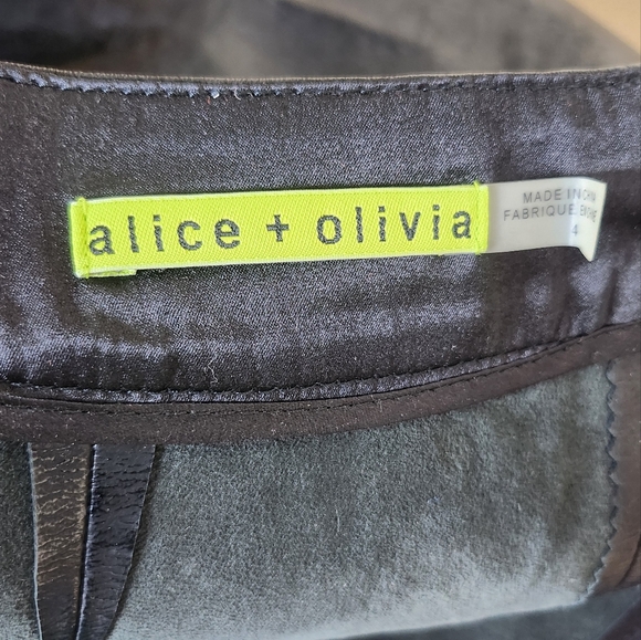 Alice and olivia women's black geniune leather skirt 4 - Picture 5 of 7